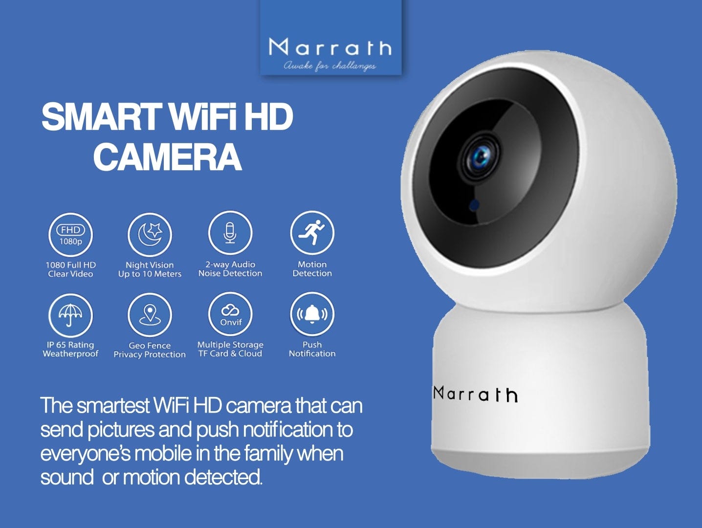 Marrath Smart WiFi 1080p Full HD IP PTZ CCTV Video Camera