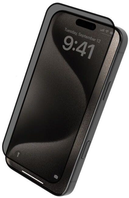 Levelo 2.5D Silk Print Silicone Edge Privacy Screen Protector-iPhone 16 Pro - Privacy