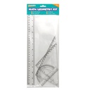 Geomatric Set of 4 Protractor 180Â°, Ruler 20cm, 45Â° Triangle, 30Â°/60Â° Triangle -- 180459