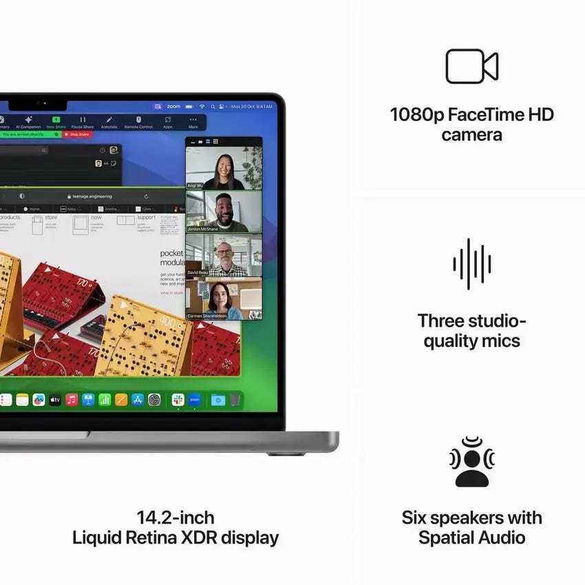 Apple MacBook Pro 14" M3 chip with 8 core CPU and 10 core GPU, 512GB SSD KB- ENG/ARB - Space Grey