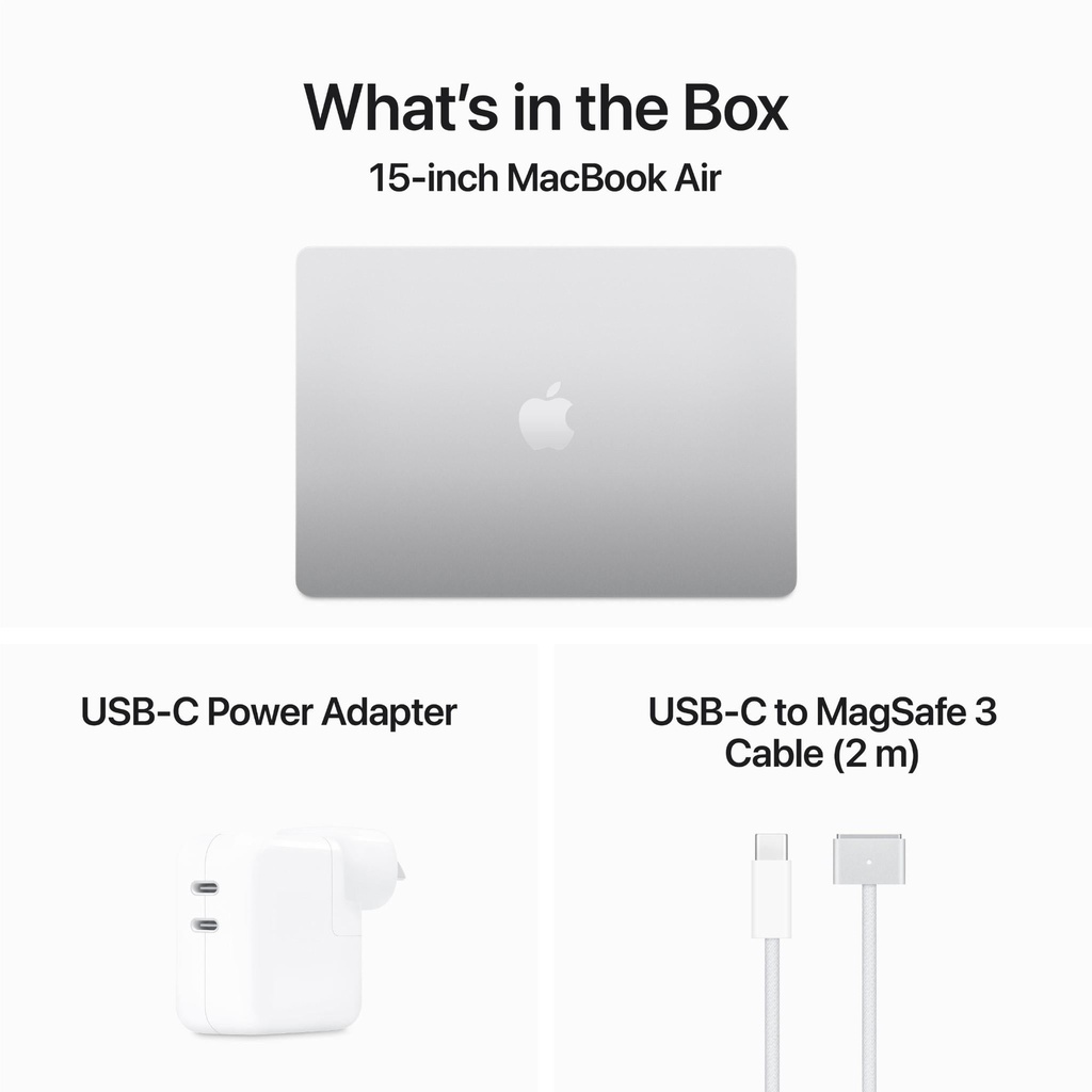Apple MacBook Air 15" M3 chip with 8-core CPU and 10-core GPU, 16GB, 512GB SSD KB- ENG/ARB- Silver