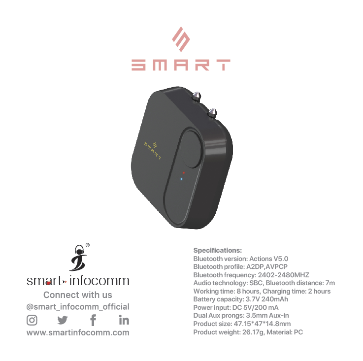 Smartix Premium Bluetooth Aux/Aero Plane Adaptor BTT07