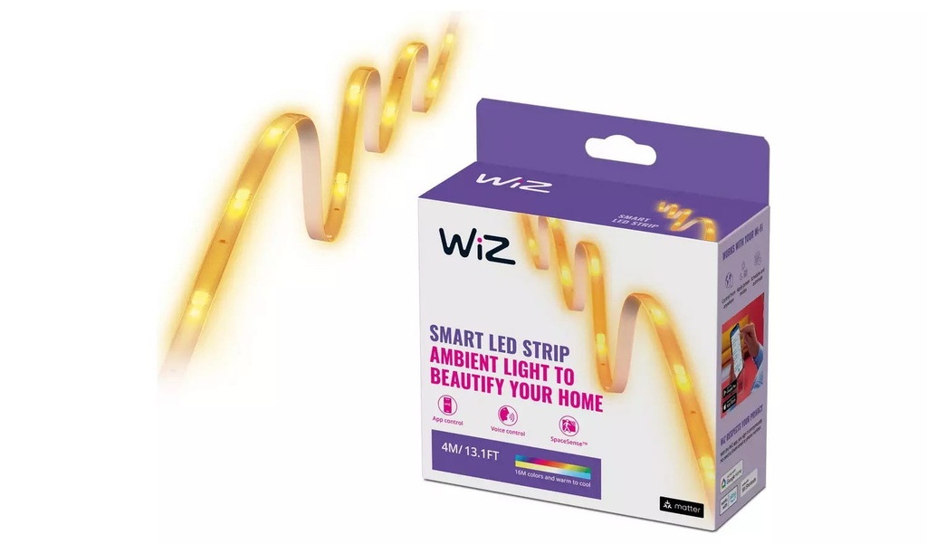 WiZ Smart LED strip kit 4m RGBW APP, Voice control, space senser