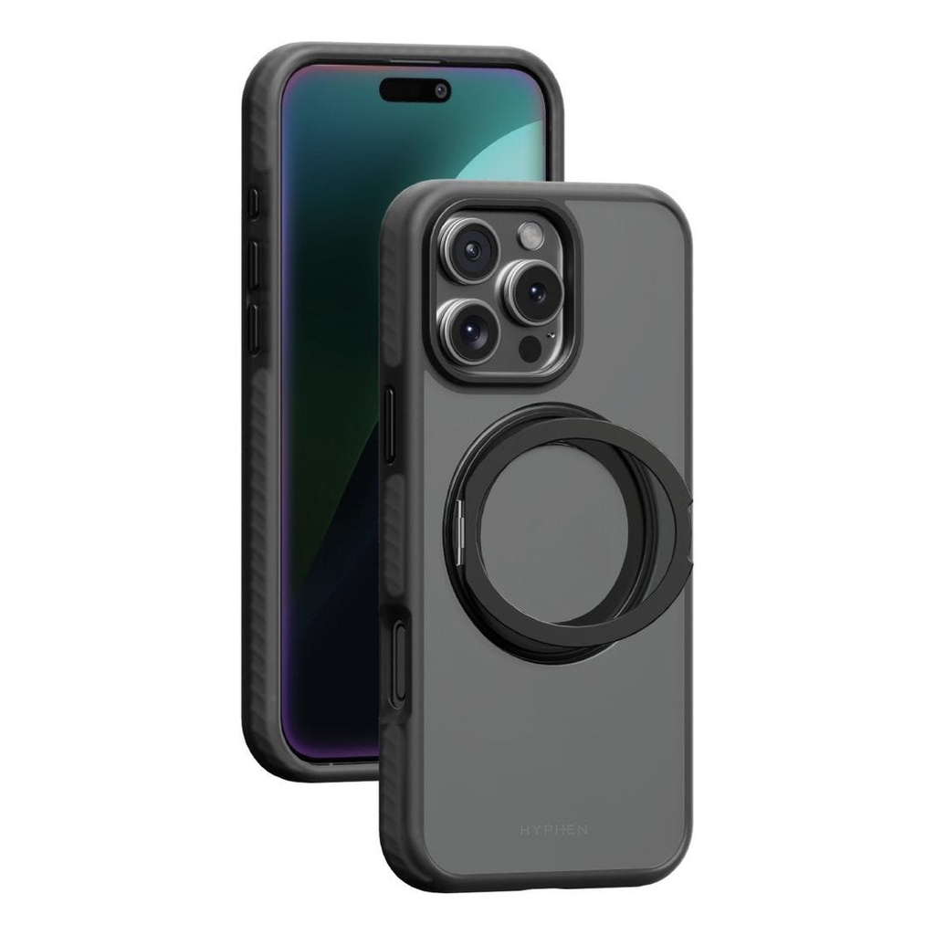 HYPHEN AXEL Shockproof MagSafe Case with Rotating Ring Stand - iPhone 16 Pro - 6.3 with Lanyard Str
