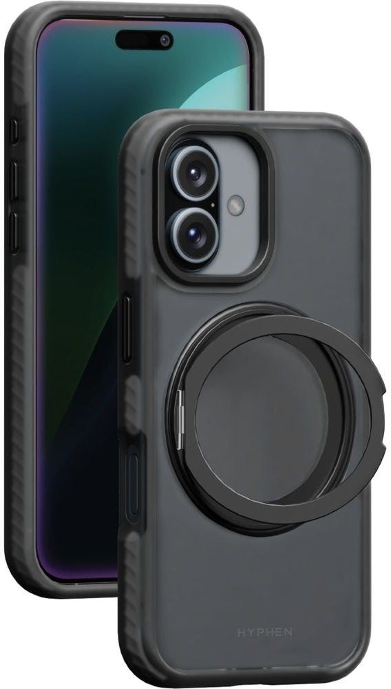 HYPHEN AXEL Shockproof MagSafe Case with Rotating Ring Stand - iPhone 16 Plus - 6.7 with Lanyard St