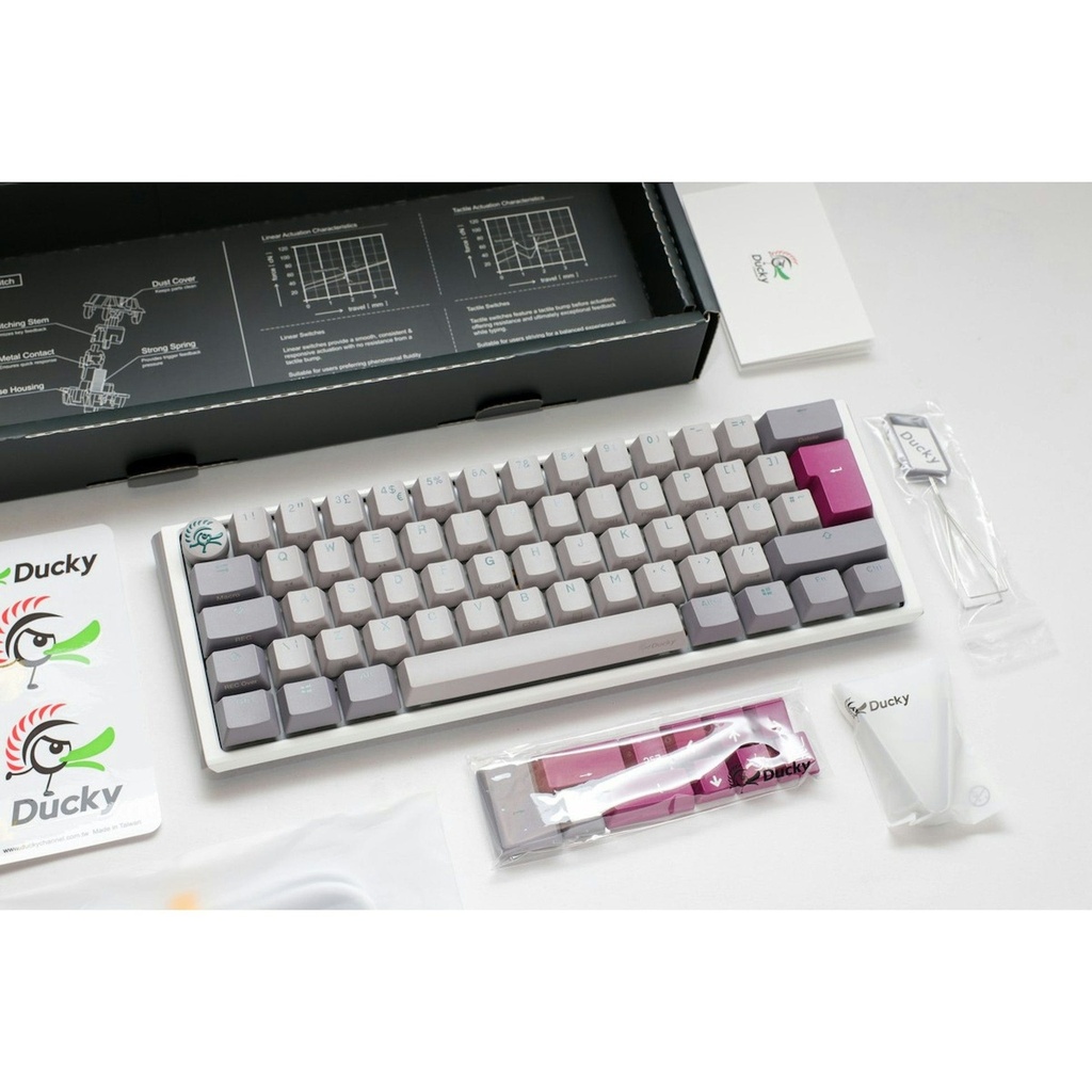Ducky One 3 Mini Aura 60% Wired Mechanical Gaming Keyboard - Brown Switch - Mist - لوحة مفاتيح