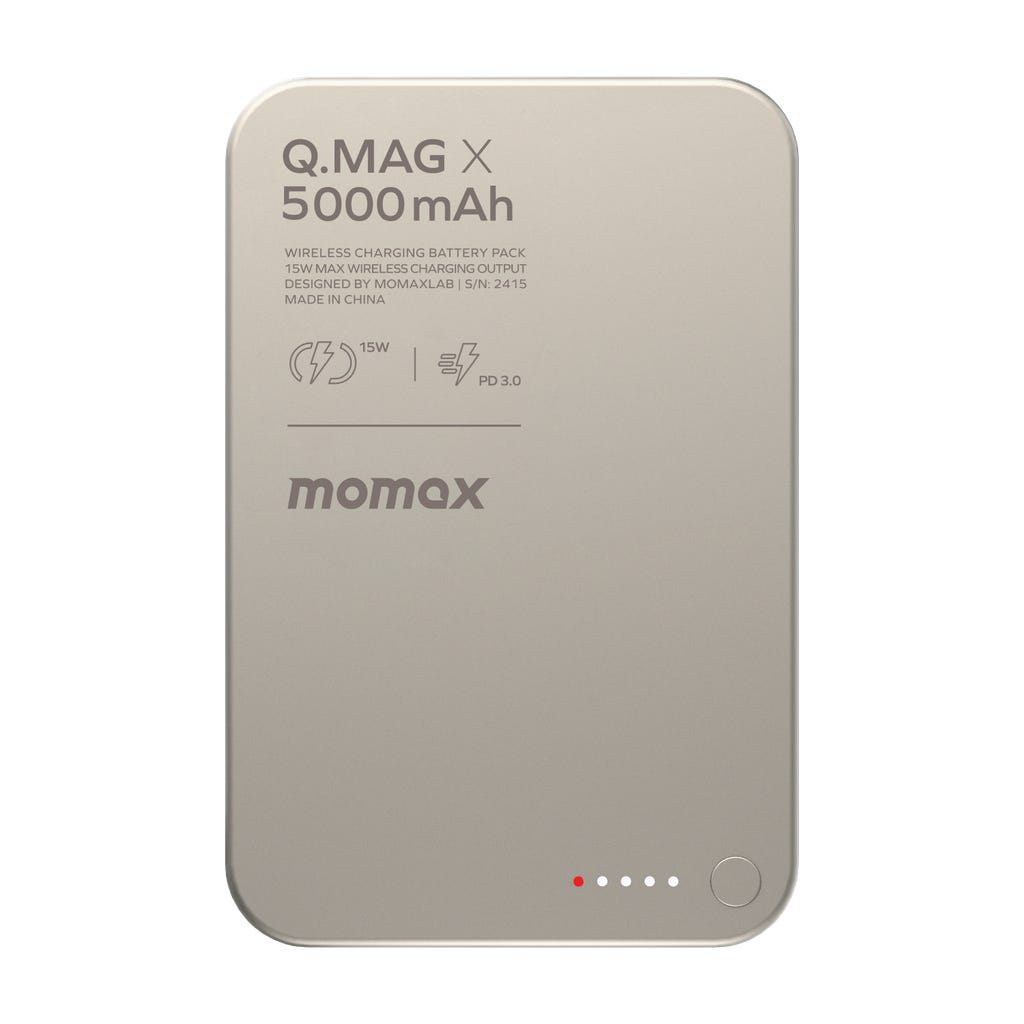 MOMAX Q.MAG X 5000mAh GEN2 15W ULTRA SLIM MAGSAFE WIRELESS POWER BANK TITANIUM