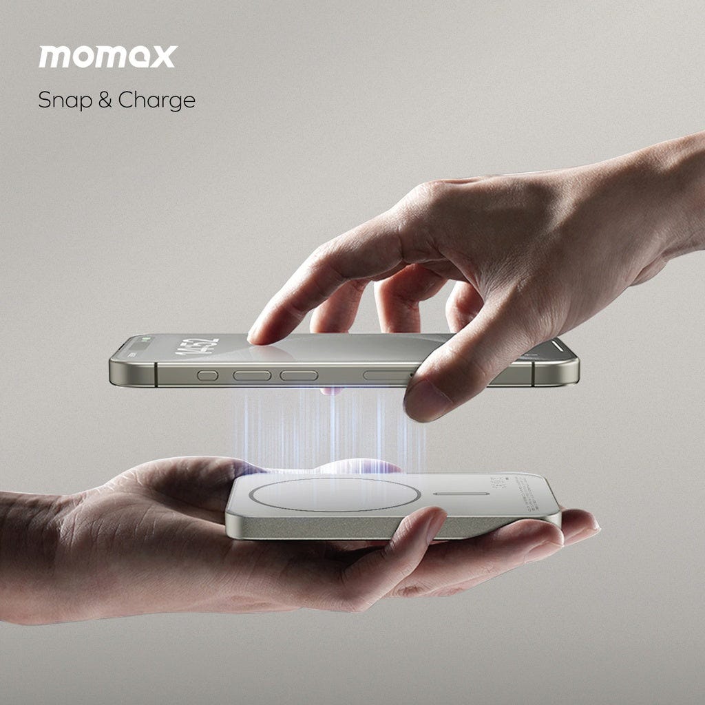 MOMAX Q.MAG X 5000mAh GEN2 15W ULTRA SLIM MAGSAFE WIRELESS POWER BANK TITANIUM