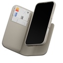 MAGEASY 2-in-1 Card Folio MagSafe Leather Flip Phone Case with Stand for 2024 iPhone 16 pro max Starlight