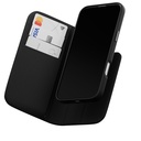 MAGEASY 2-in-1 Card Folio MagSafe Leather Flip Phone Case with Stand for 2024 iPhone 16 pro max Black