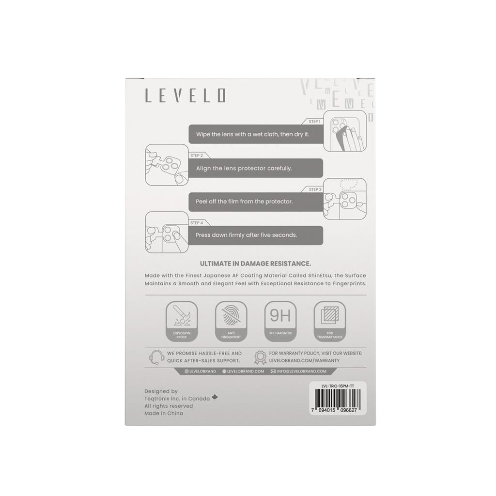 Levelo Trio Lens Protector With 99% Transparency -iPhone 16 Pro/ Pro Max-itanium
