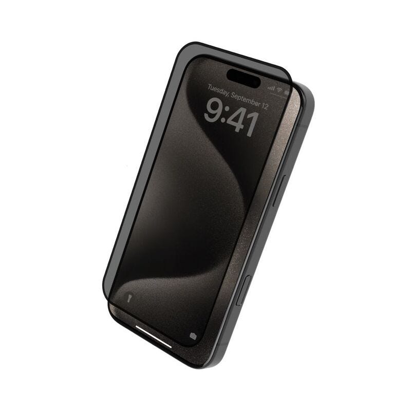 Levelo 2.5D Silk Print Silicone Edge Privacy Screen Protector -iPhone 16 Plus- Privacy