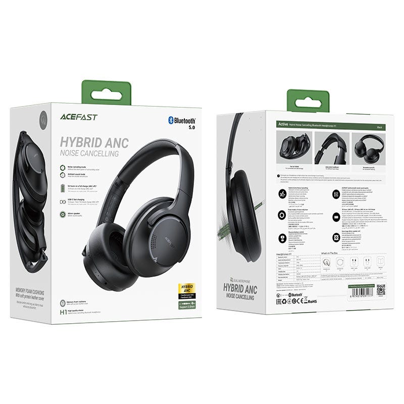 Acefast H4 active noise canceling wireless headset Black