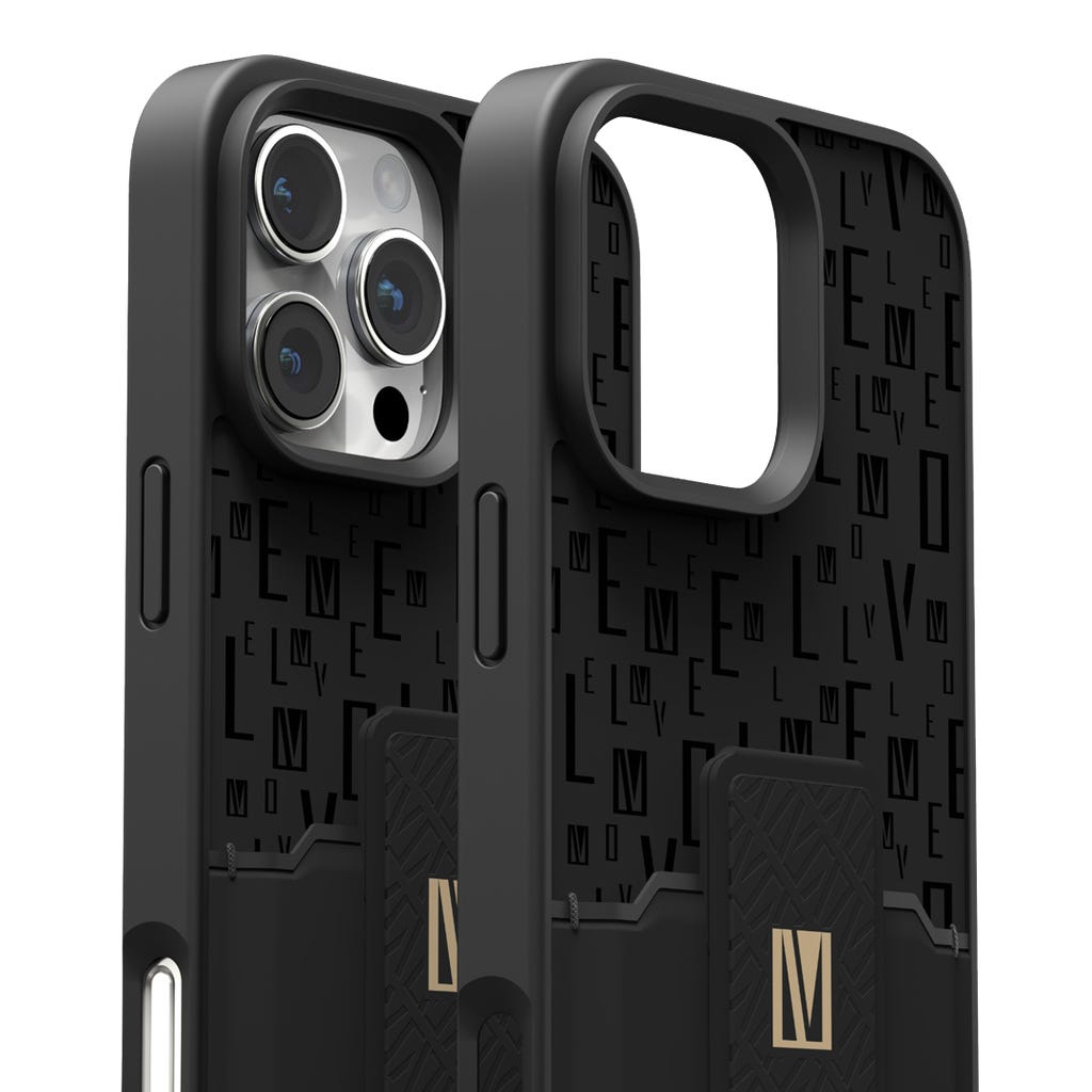 Levelo Morphix Gripstand Case With Cardholder-iPhone 16 Pro-Black