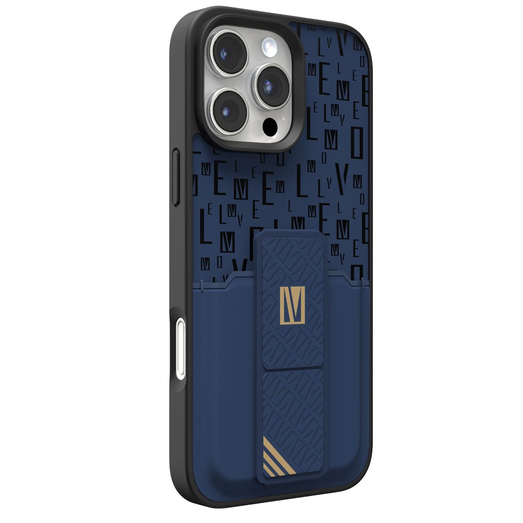 Levelo Morphix Gripstand Case With Cardholder-iPhone 16 Pro-Blue