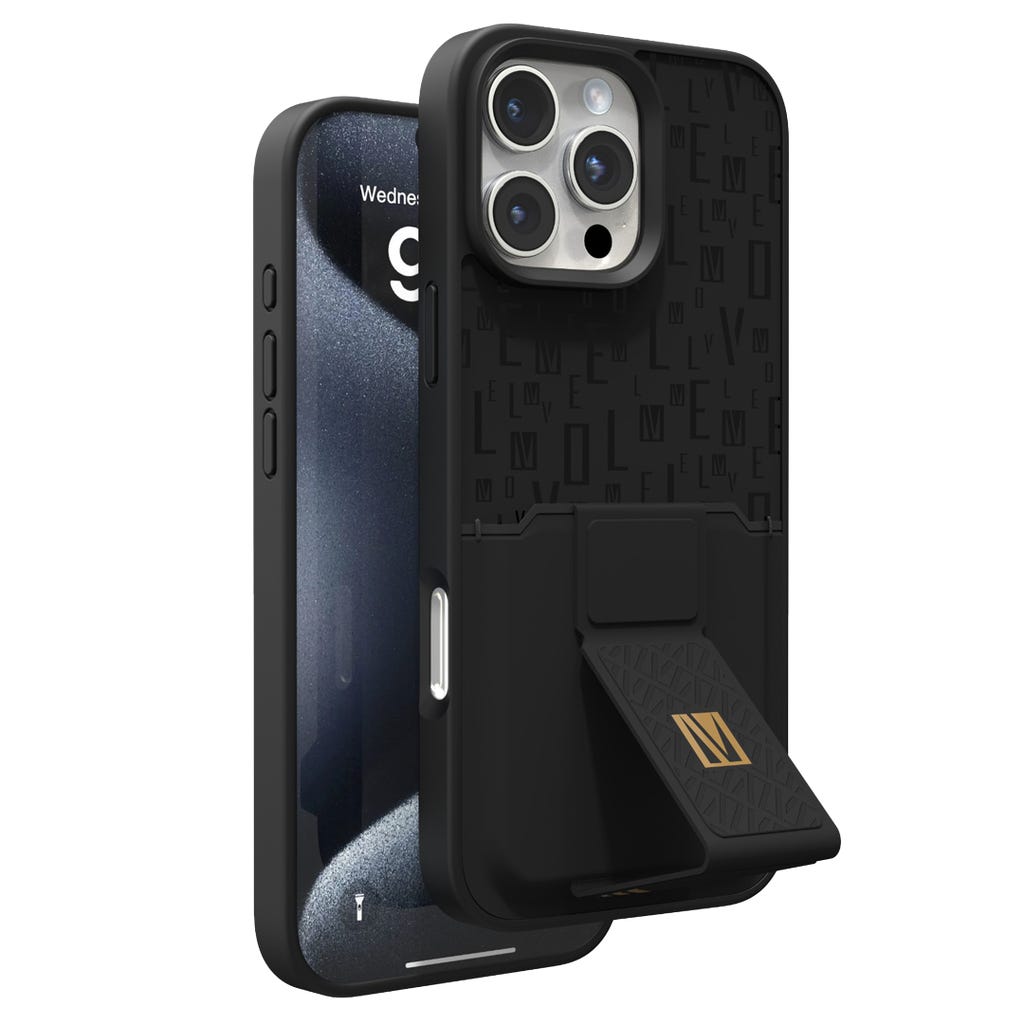 Levelo Morphix Gripstand Case With Cardholder -iPhone 16 Pro Max -Black