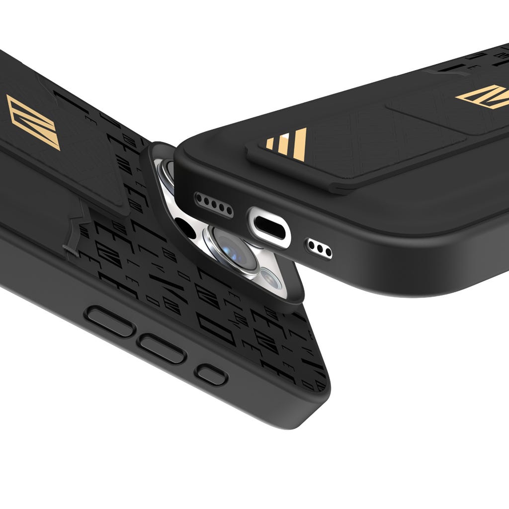 Levelo Morphix Gripstand Case With Cardholder -iPhone 16 Pro Max -Black