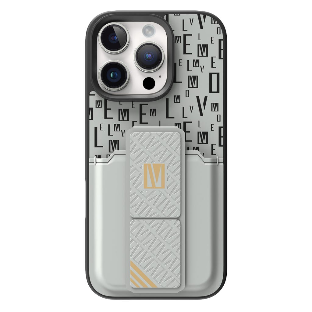 Levelo Morphix Gripstand Case With Cardholder -iPhone 16 Pro Max -Gray