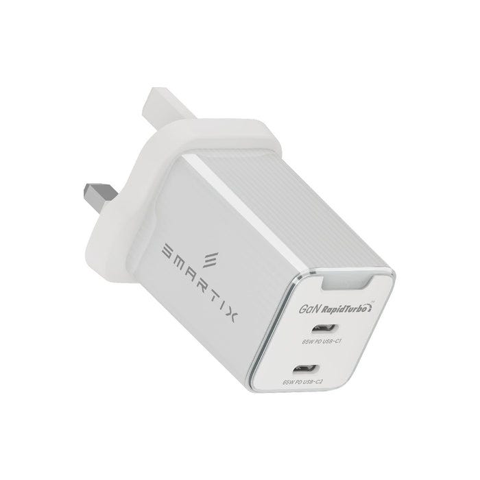 Smartix Premium Compact UK Wall Adaptor 65W GaN White