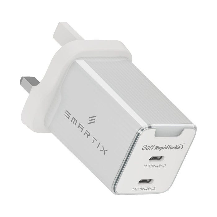 Smartix Premium Compact UK Wall Adaptor 65W GaN White