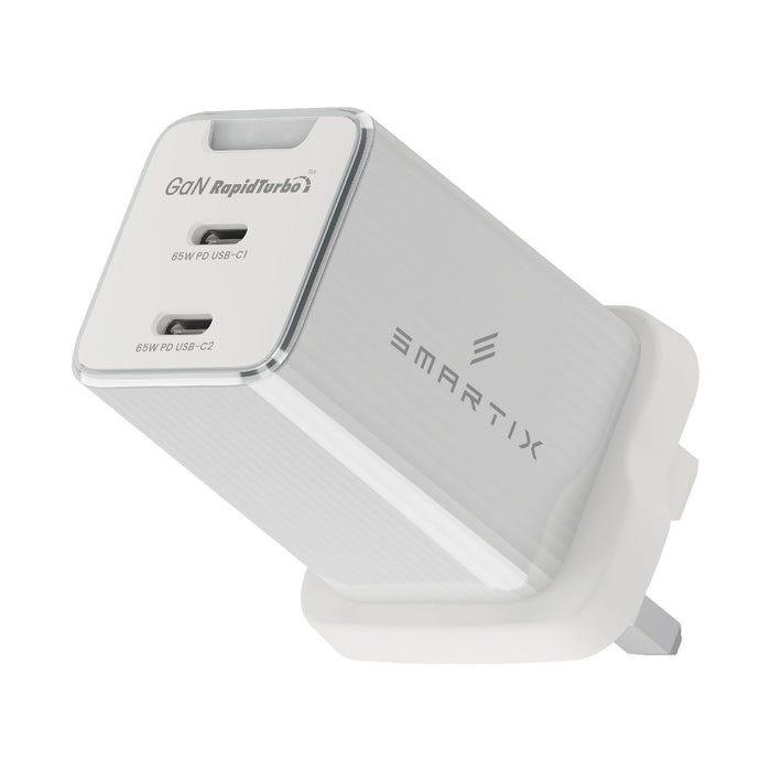 Smartix Premium Compact UK Wall Adaptor 65W GaN White