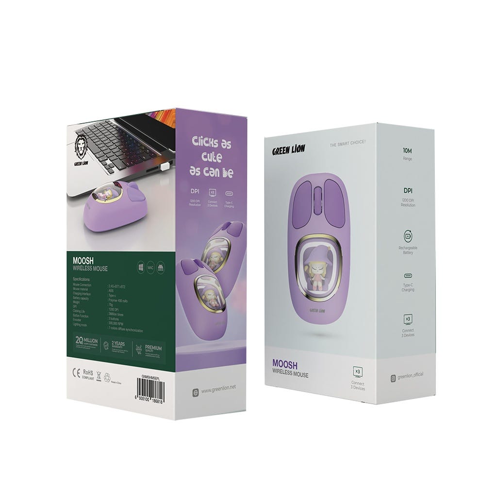 Green Lion Moosh Wireless Mouse Purple