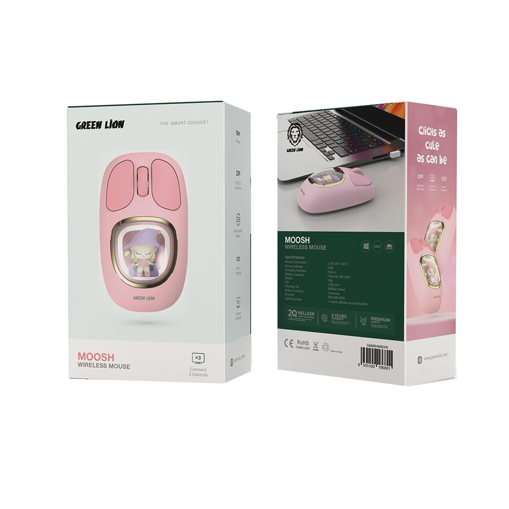 Green Lion Moosh Wireless Mouse Pink