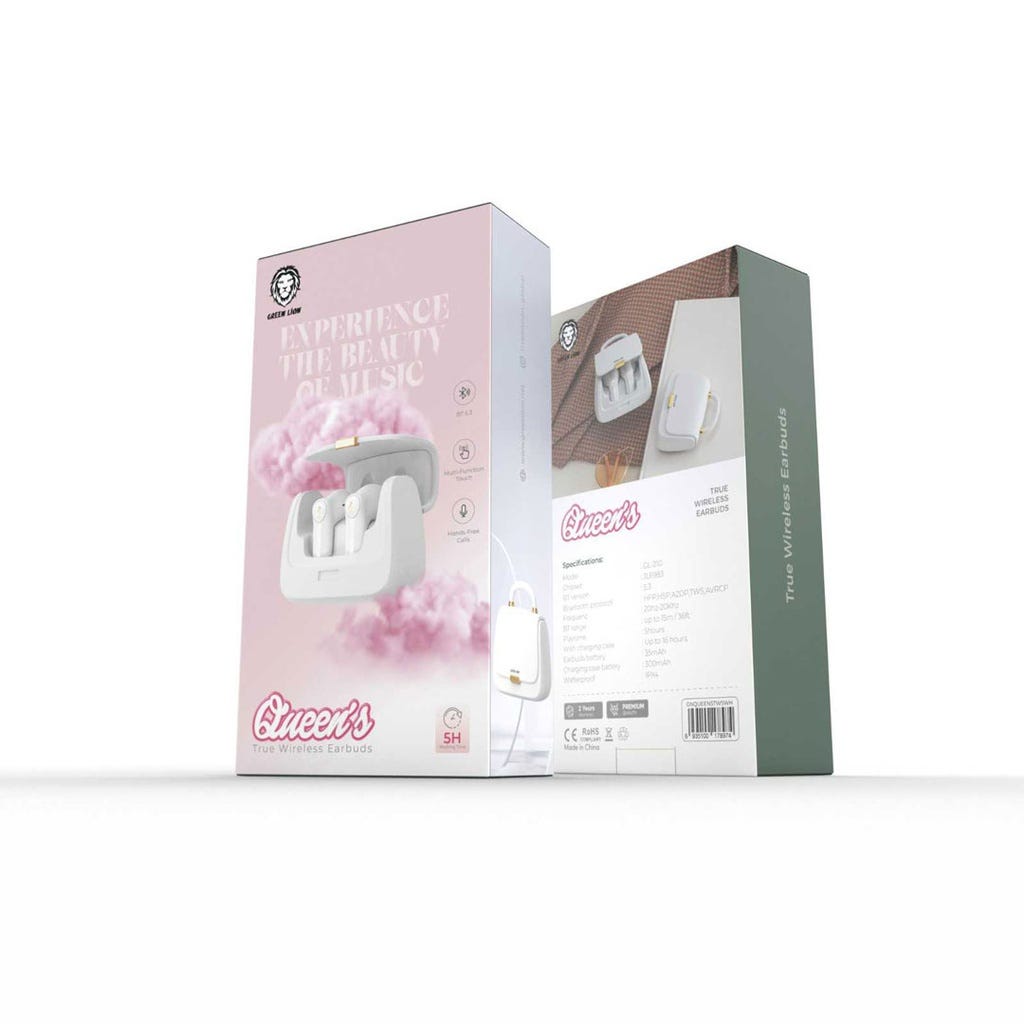 Green Lion Queen's True wireless Earbuds White