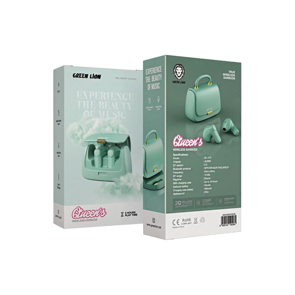 Green Lion Queen's True wireless Earbuds Green