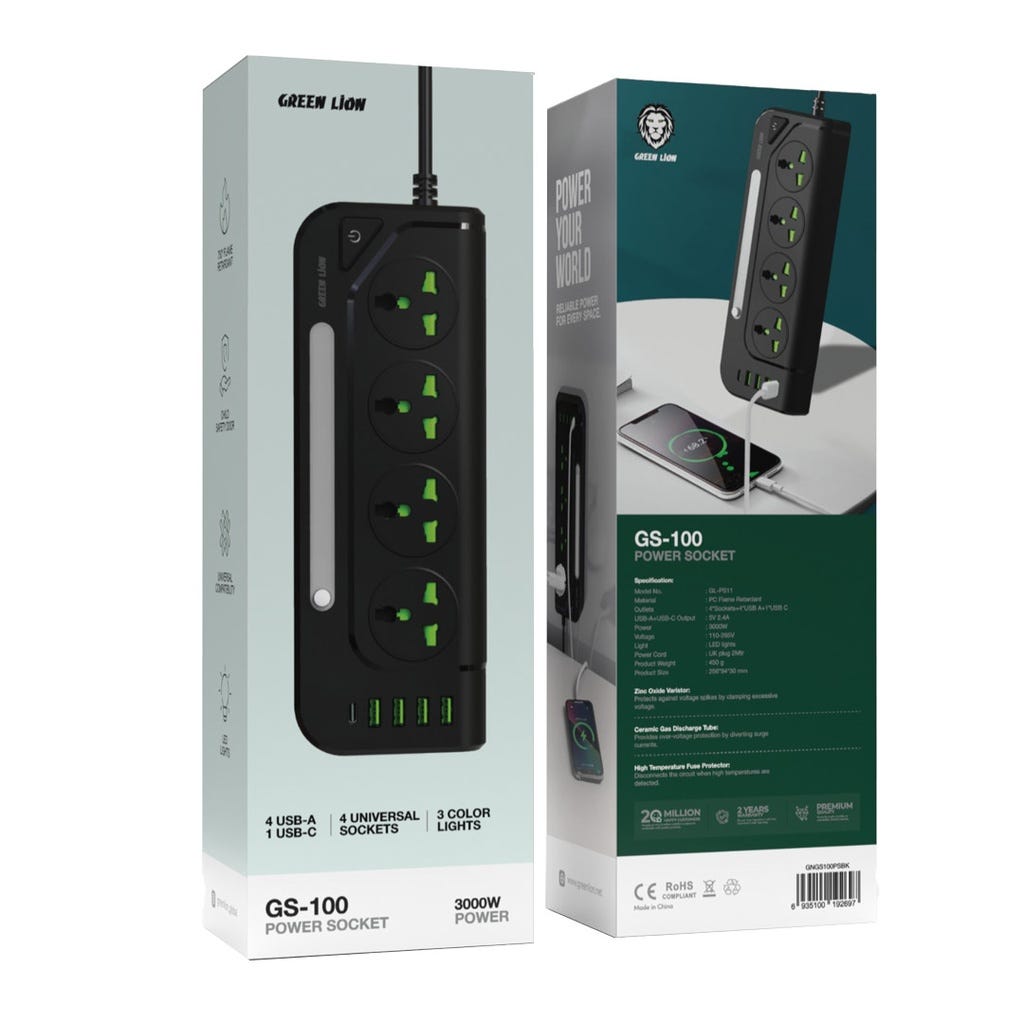 Green Lion GS-100 PowerÂ Socket 3000W Black