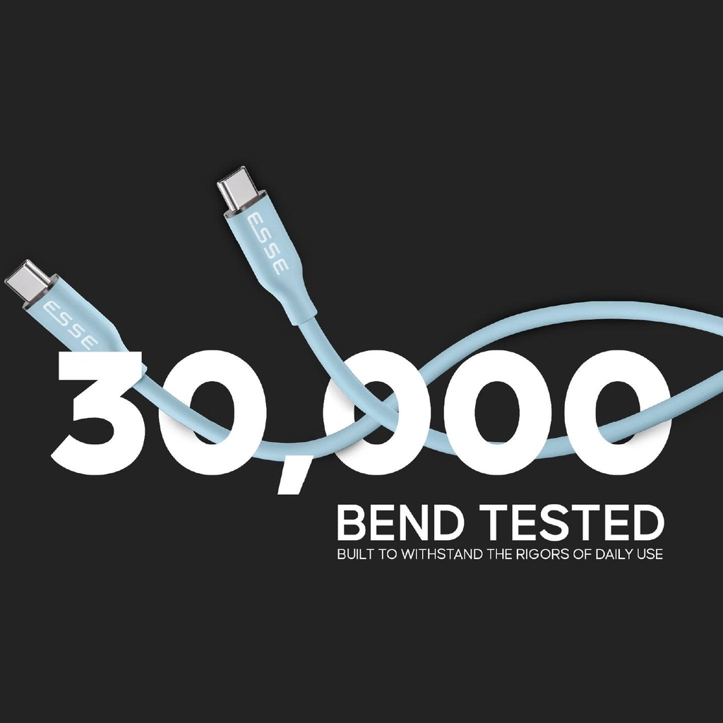 ESSE LOOP Silicone Type C to C Cable - 60W - Sky Blue - 1.2M