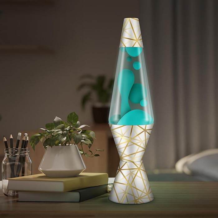 Lava Lamp teal white blue silver