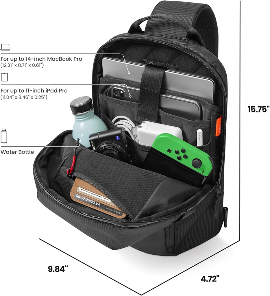TOMTOC Navigator-T24 14'/7L Sling Bag Black
