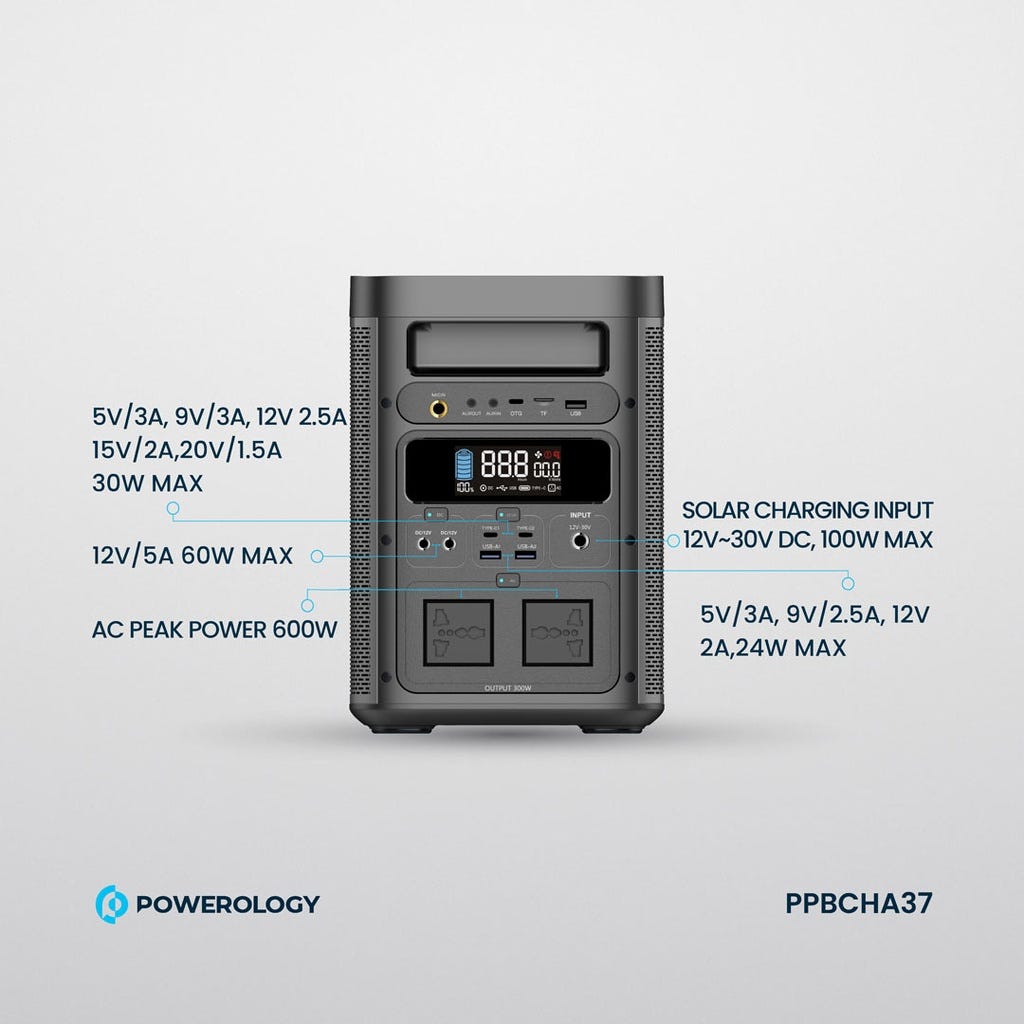Powerology 90000mAh 300W Portable Generator Integrated Hi-Fi Sound System