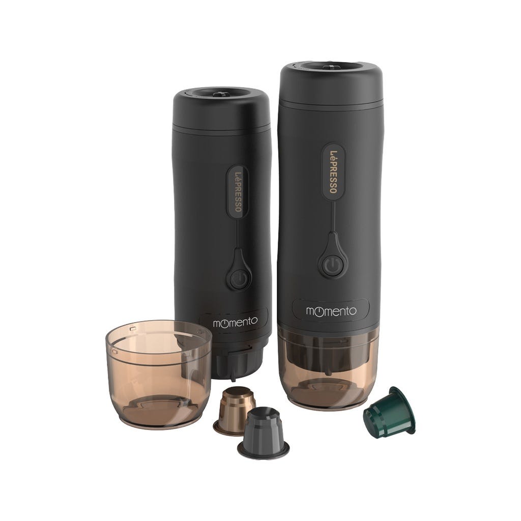 LePresso Momento 2.0 Portable Espresso Ground & Nespresso Compatible Black