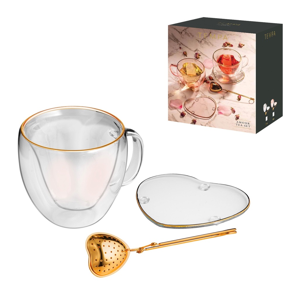 AMOUR CLEAR 3PC TEA SET