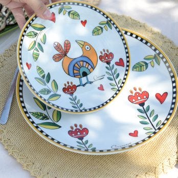 SET 6 DESSERT PLATES COCORICO' YELLOW DM 19