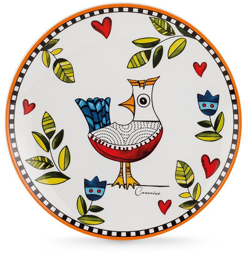 SET 6 DESSERT PLATES COCORICO' ORANGE DM 19