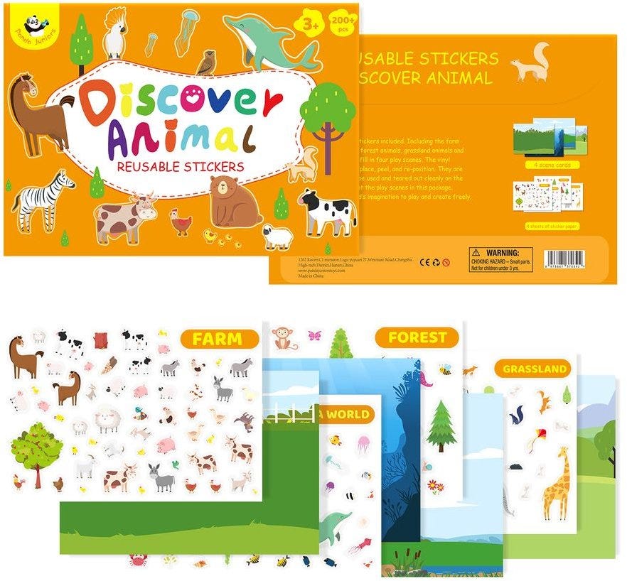PJ013-1 Reusable Stickers-Discover Animals 49700392