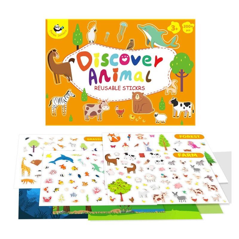 PJ013-1 Reusable Stickers-Discover Animals 49700392