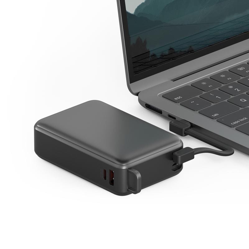 ENERGEA COMPAC ULTRA 67, 20000MAH POWERBANK WITH BUILT IN USB-C CABLE PD67W - GUN