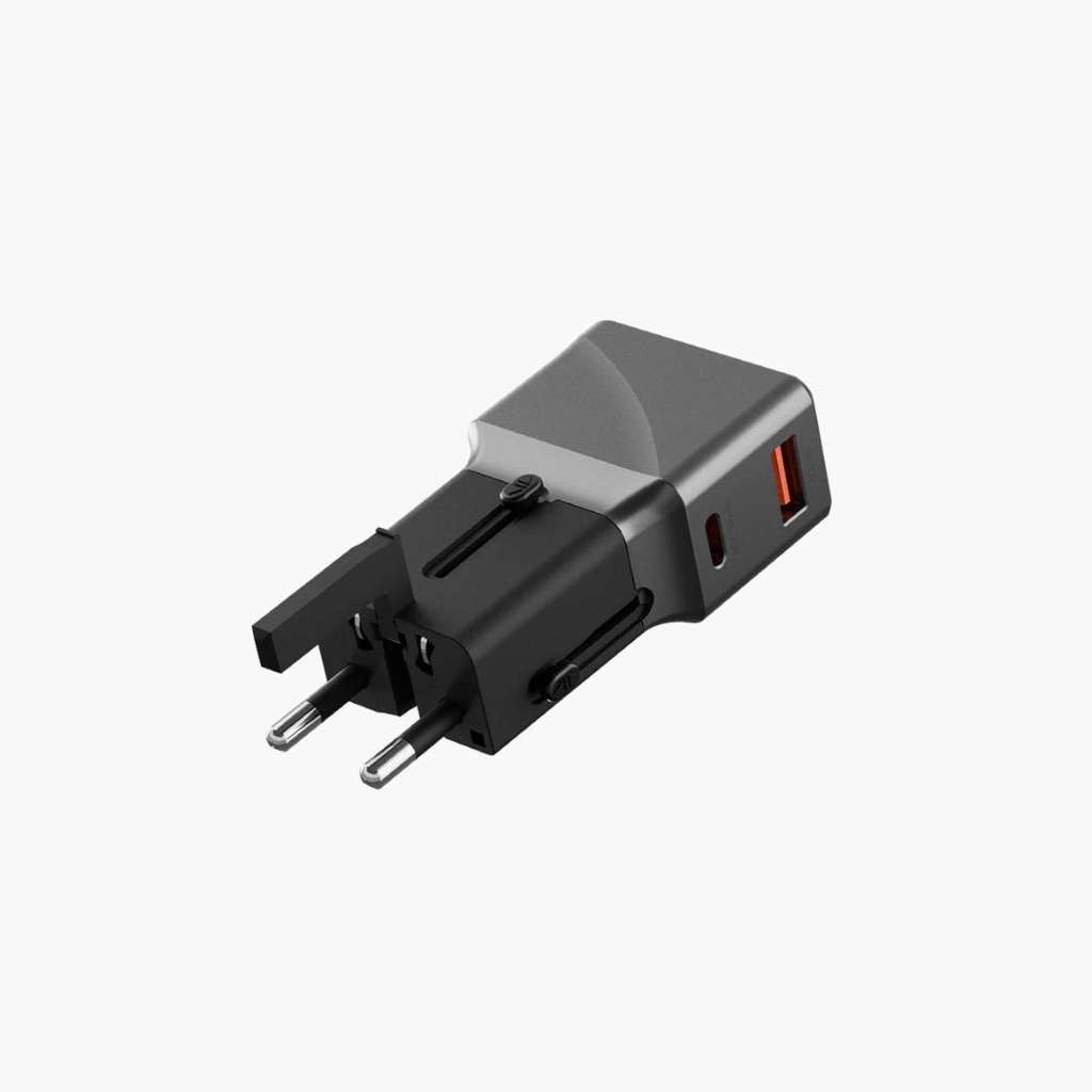 ENERGEA TRAVELWORLD ADAPTER 25, 1A1C 25W - GUNMETAL BLACK