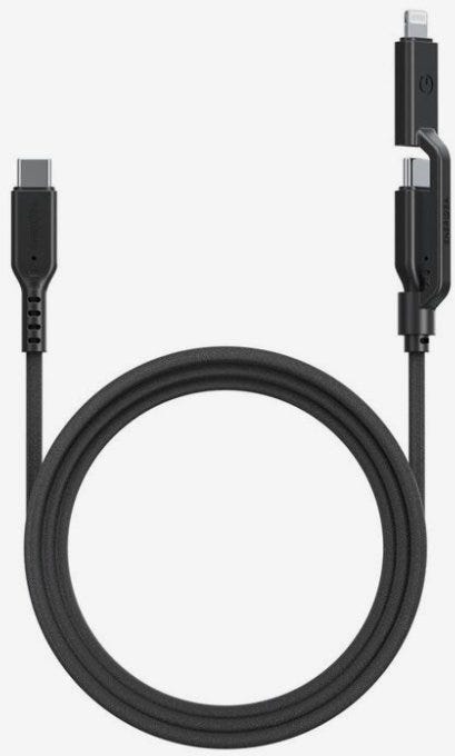 ENERGEA FLOW DUO 2-IN-1 C TO C + LIGHTNING CABLE, 480MBPS, 240W, 1.5M -BLACK