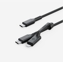 ENERGEA FLOW DUO 2-IN-1 C TO C + LIGHTNING CABLE, 480MBPS, 240W, 1.5M -BLACK