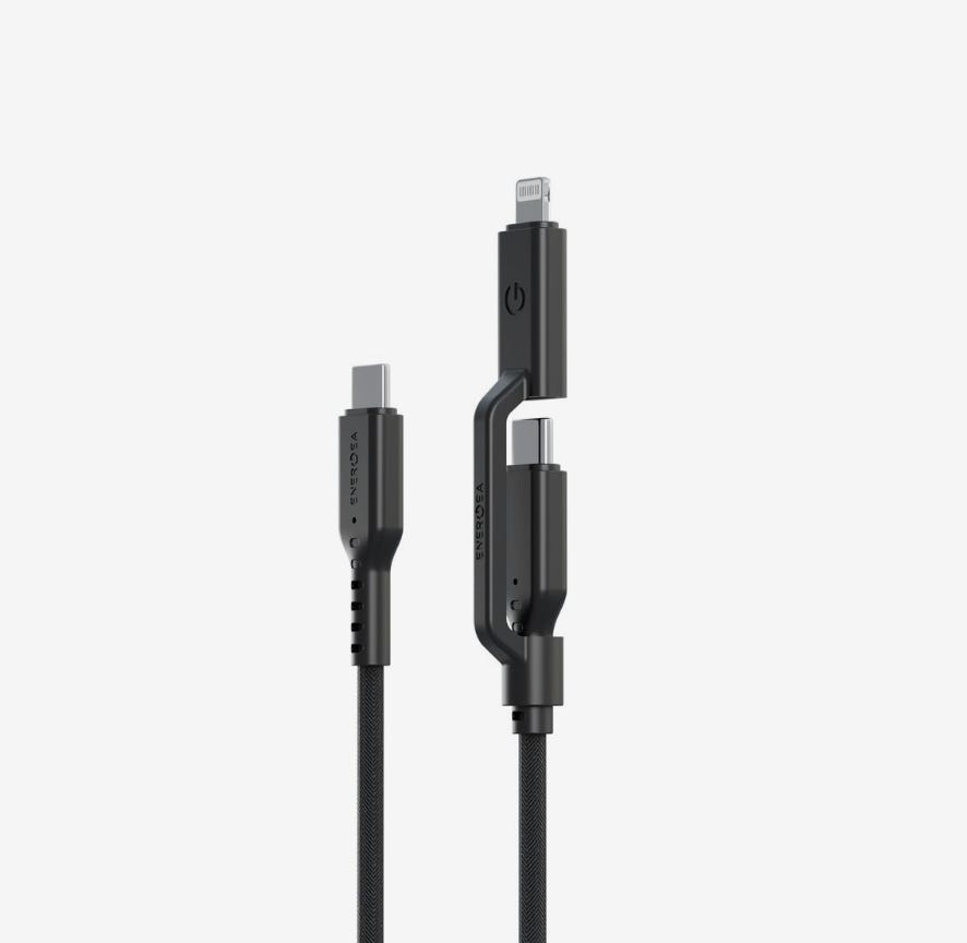 ENERGEA FLOW DUO 2-IN-1 C TO C + LIGHTNING CABLE, 480MBPS, 240W, 1.5M -BLACK