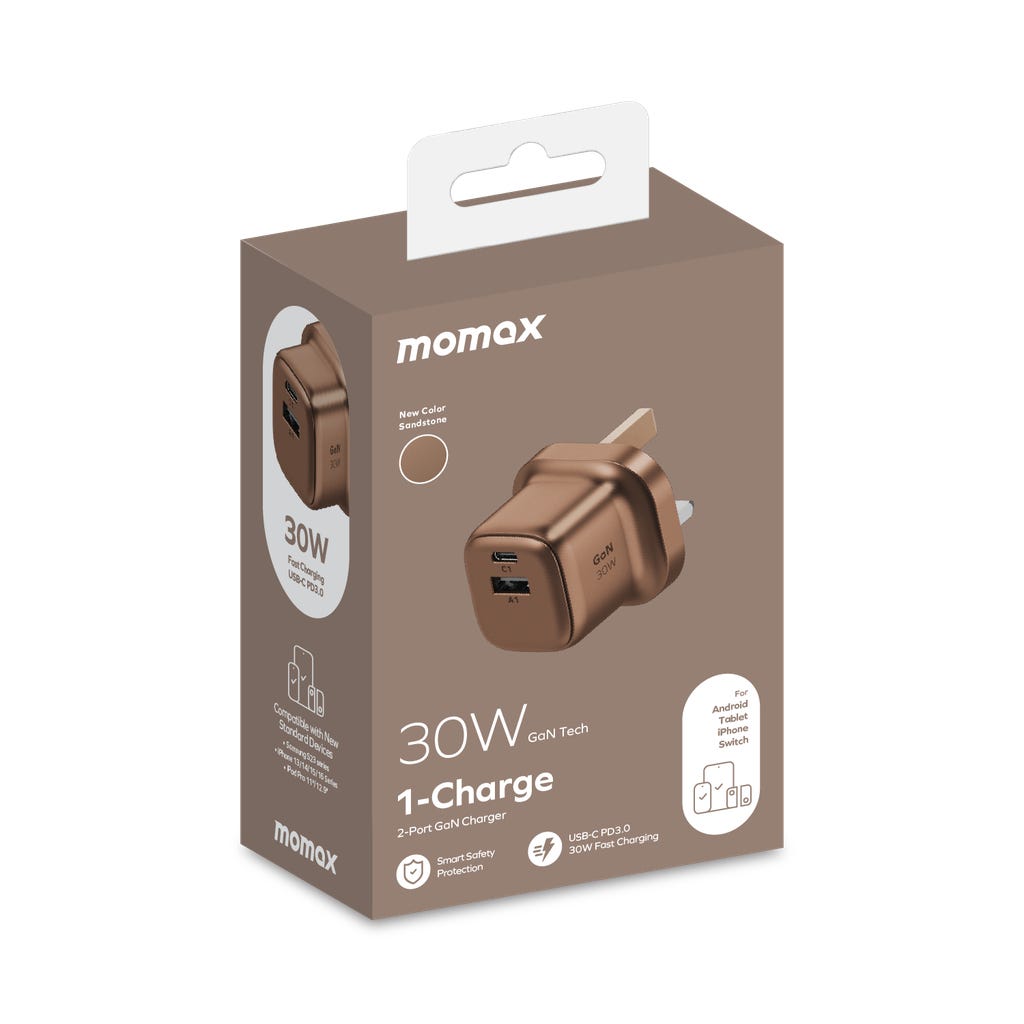 MOMAX 1-CHARGE GAN 30W 2 PORT CHARGER