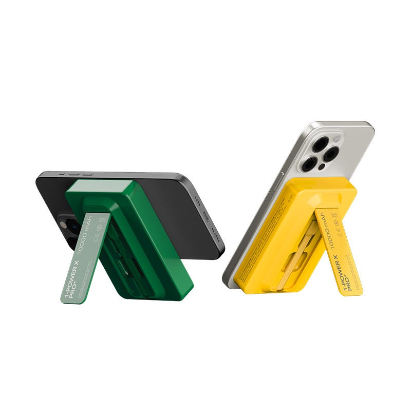MOMAX 1-POWER X PRO+ 10000mAh MAGNETIC WIRELESS POWER BANK WITH STAND AND BUILT-IN USB-C CABLE (Green)