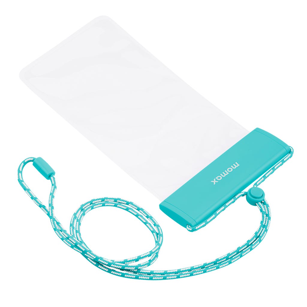 MOMAX WATERPROOF PHONE PROTECTION BAG + HANGING CORD BLUE