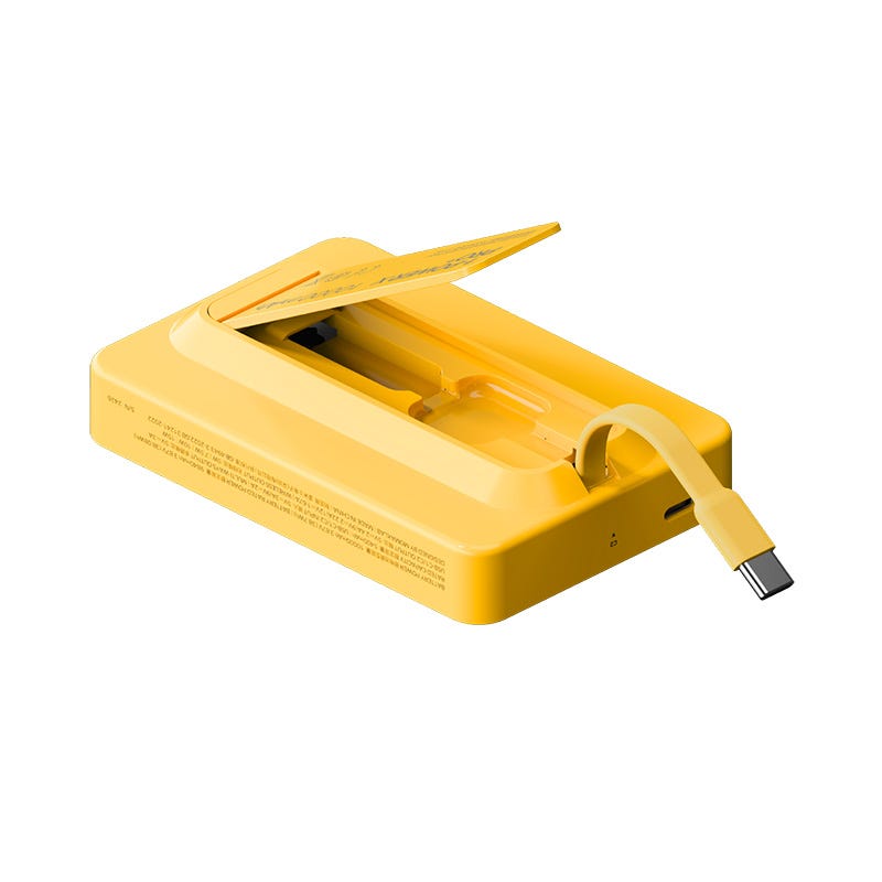 MOMAX 1-POWER X PRO+ 10000mAh MAGNETIC WIRELESS POWER BANK WITH STAND AND BUILT-IN USB-C CABLE (Yellow)