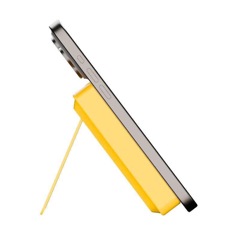 MOMAX 1-POWER X PRO+ 10000mAh MAGNETIC WIRELESS POWER BANK WITH STAND AND BUILT-IN USB-C CABLE (Yellow)